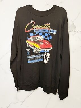 Corvette Sting Ray Graphic Crewneck Sweatshirt - Black